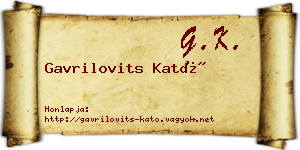 Gavrilovits Kató névjegykártya